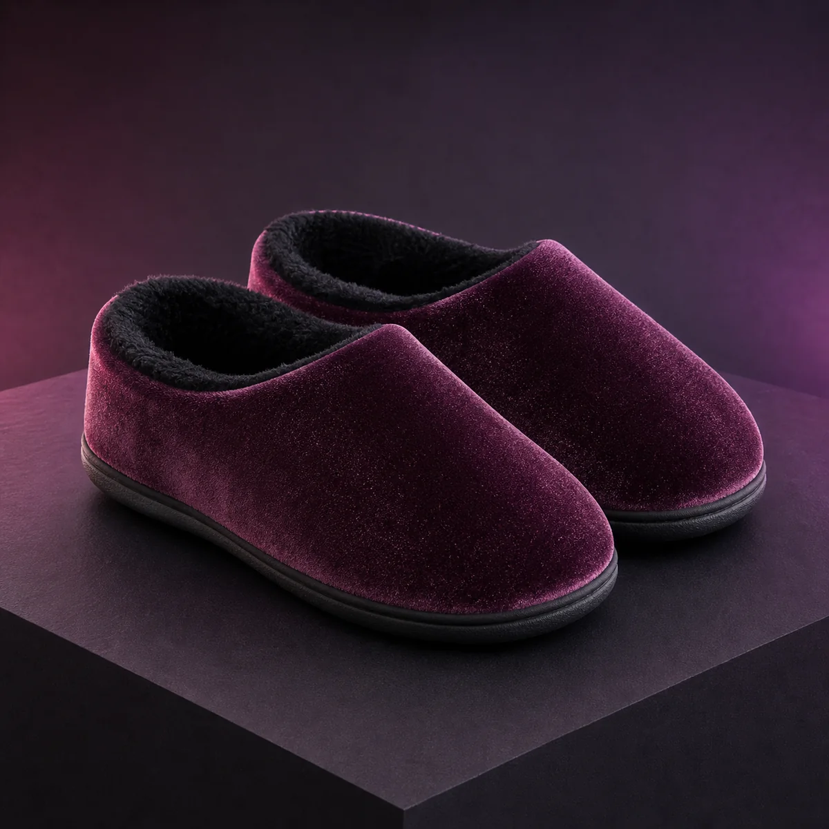 Chaussons Velours Prune